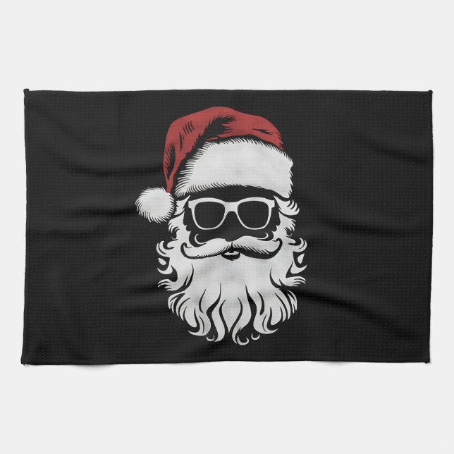 Der Weihnachtsmann sieht eine Sonnenbrille mit Hut Geschirrtuch (Horizontal)