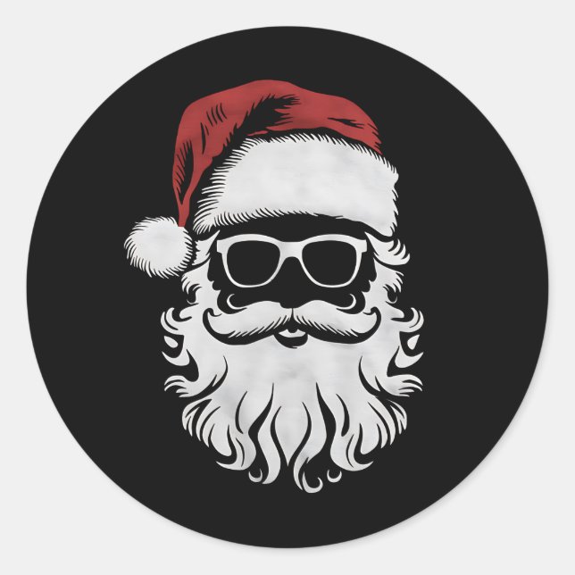 Der Weihnachtsmann sieht eine Sonnenbrille mit Hut Runder Aufkleber (Vorderseite)