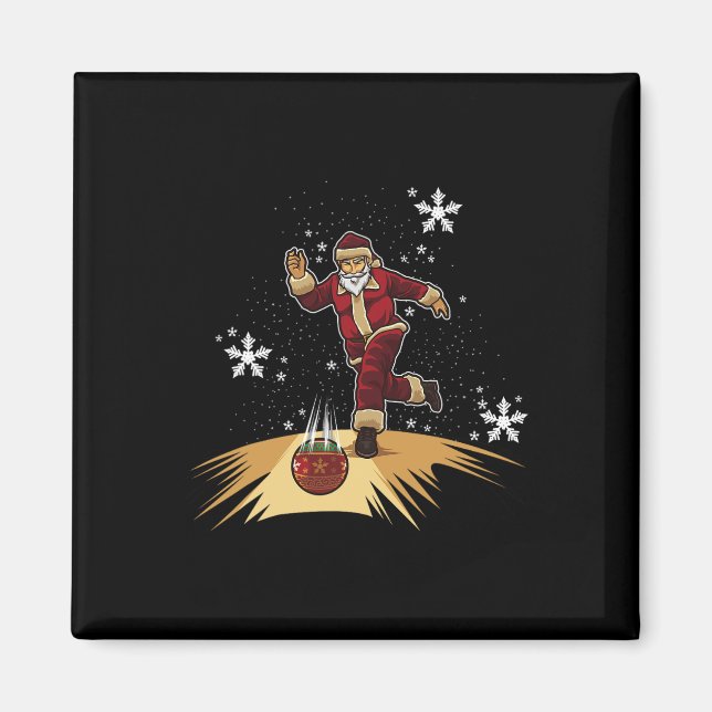 Der Weihnachtsmann spielt Bowling - Weihnachtsgesc Magnet (Vorne)