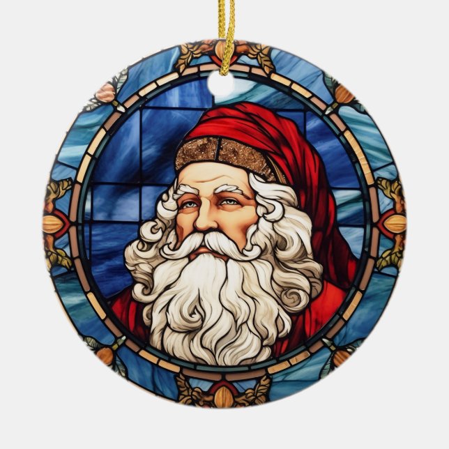 Der Weihnachtsmann-Stil aus Buntglas Keramik Ornament (Vorne)