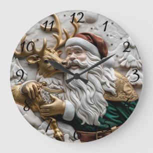Der Weihnachtsmann teilt freudig Momente mit Renti Große Wanduhr