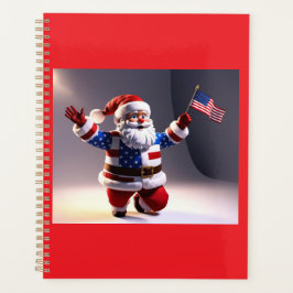 Der Weihnachtsmann trägt eine amerikanische Fahne  Planer