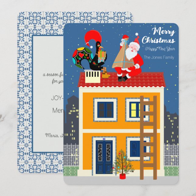 Der Weihnachtsmann trifft auf das portugiesische R Karte (Vorne/Hinten)
