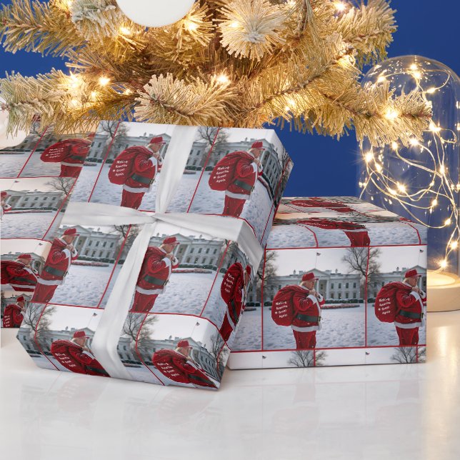 Der Weihnachtsmann Trump vor dem Weißen Haus Geschenkpapier (Feiertage)