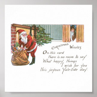 Der Weihnachtsmann und der kleine Junge, der schla Poster