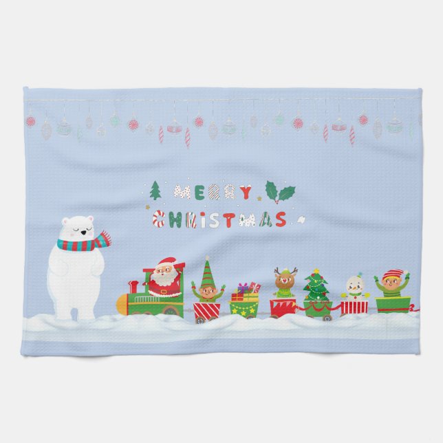 Der Weihnachtsmann und der Polar Geschirrtuch (Horizontal)