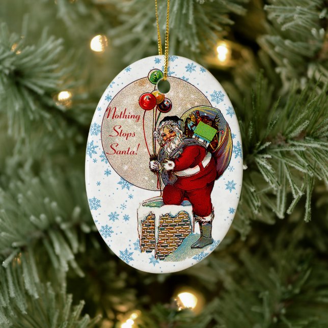 Der Weihnachtsmann und der schmale Schornstein Keramik Ornament (Baum)
