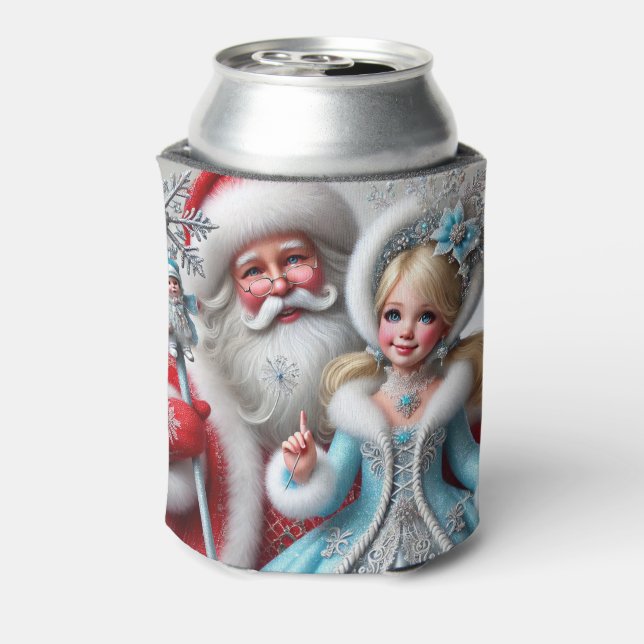 Der Weihnachtsmann und der Schnee Mainen im Winter Dosenkühler (Kanne Rückseite)
