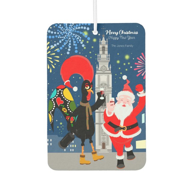 Der Weihnachtsmann und der Toast zum Neujahr Autolufterfrischer (Vorderseite)