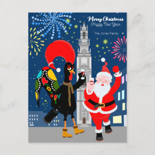 Der Weihnachtsmann und der Toast zum Neujahr Feiertagspostkarte