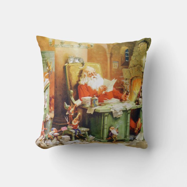 Der Weihnachtsmann und die Elfen am Nordpol Kissen (Vorderseite)