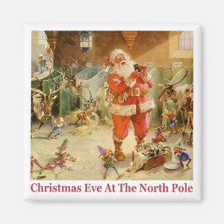 Der Weihnachtsmann und die Elfen am Nordpol Magnet