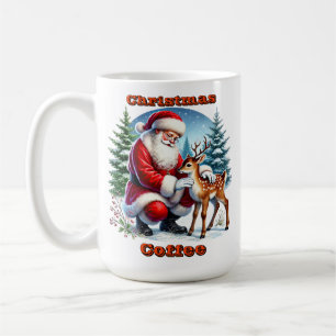 Der Weihnachtsmann und ein junger Rentier im Winte Kaffeetasse