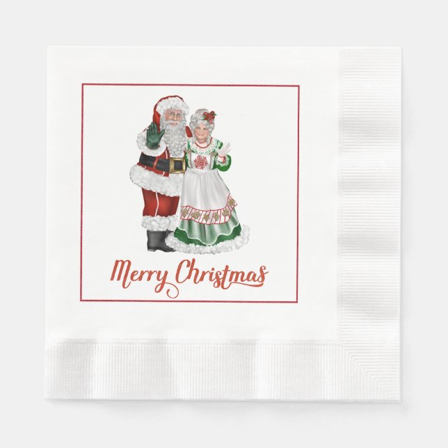 Der Weihnachtsmann und Frau Claus Paper Napkins Serviette (Vorderseite)