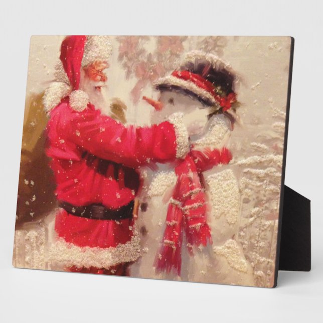 Der Weihnachtsmann und Schneemann im Schnee Fotoplatte (Seite)