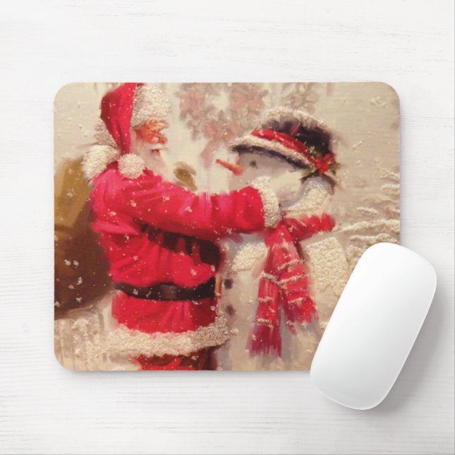 Der Weihnachtsmann und Schneemann im Schnee Mousepad (Mit Mouse)