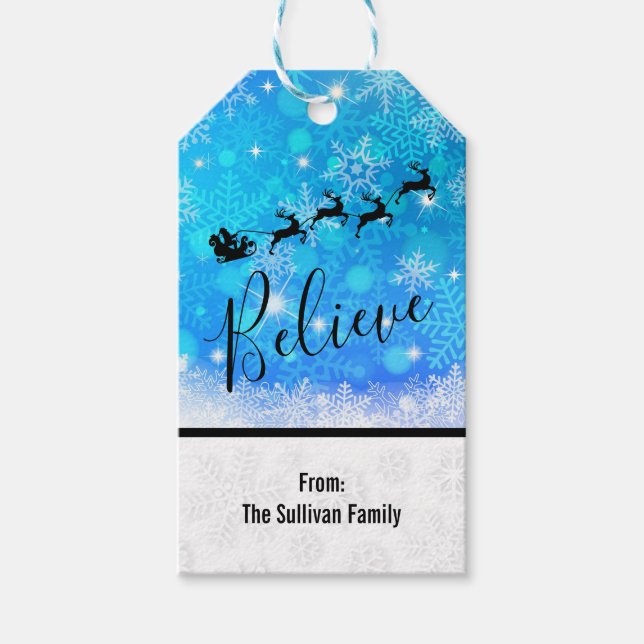 Der Weihnachtsmann und sein fliegender Rentier - G Geschenkanhänger (Vorderseite)