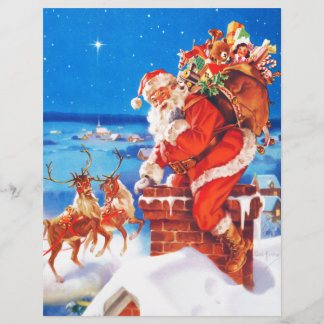 Der Weihnachtsmann und sein Rentier auf der Dachte