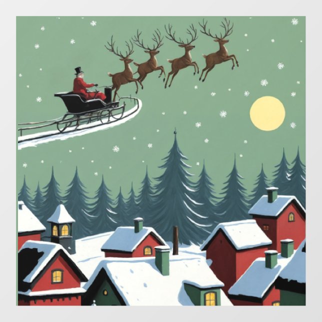 Der Weihnachtsmann und sein Schlitten Fensteraufkleber (Blatt)