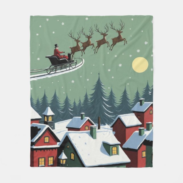 Der Weihnachtsmann und sein Schlitten Fleecedecke (Vorderseite)