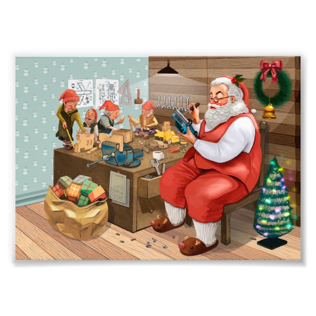 Der Weihnachtsmann und seine Elfen in der Werkstat Fotodruck (Vorne)