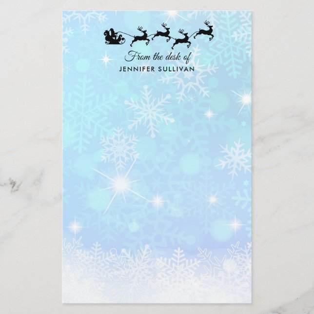 Der Weihnachtsmann und seine fliegende Rentiererin Briefpapier (Vorderseite)