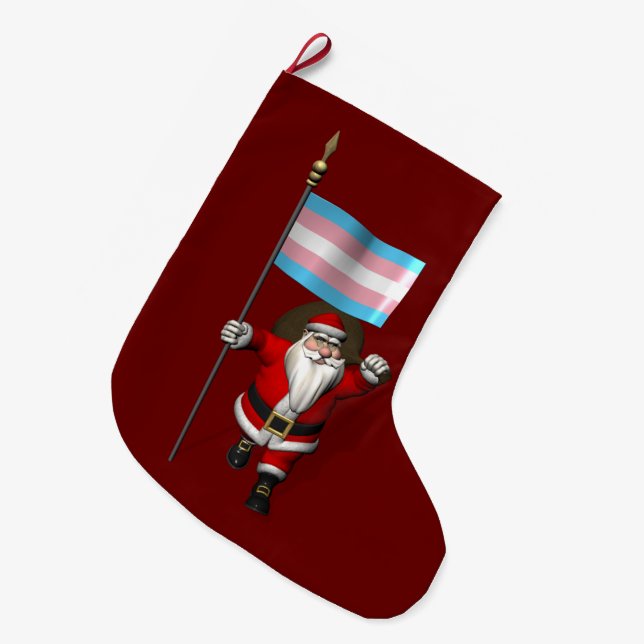 Der Weihnachtsmann unterstützt die Transgender-Fla Großer Weihnachtsstrumpf (Vorderansicht (hängend))