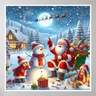 Der Weihnachtsmann verbessert das Werteplakat (Mat Poster