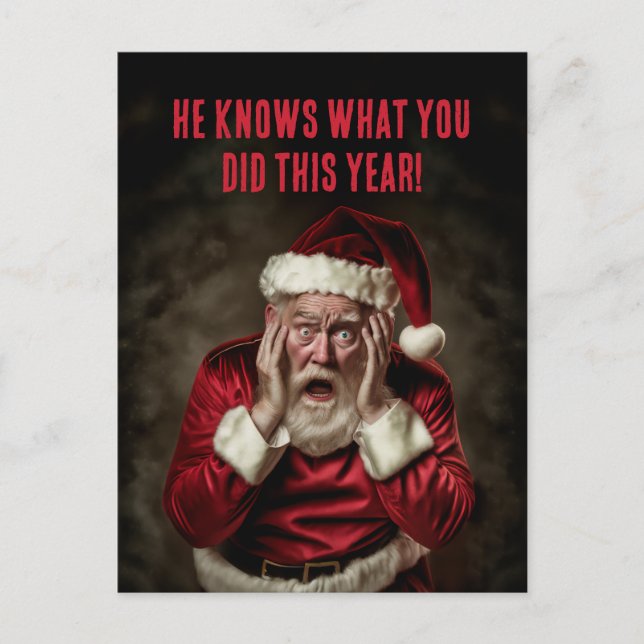 Der Weihnachtsmann weiß, was du dieses Jahr Weihna Postkarte (Vorderseite)