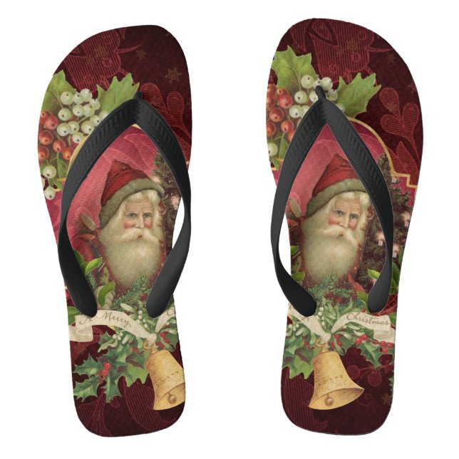 Der Weihnachtsmann wünscht Ihnen frohe Weihnachten Flip Flops (Fußbett)