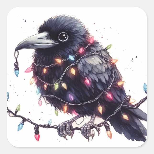 Der Weihnachtsraven Quadratischer Aufkleber (Vorderseite)
