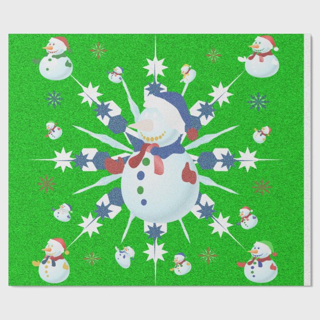 Der Weihnachtsschneemann Glittery - Geschenkpapier (Flach)