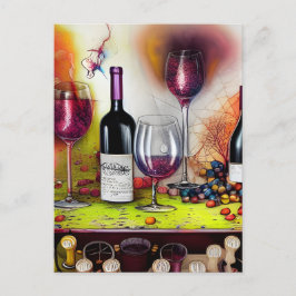 Der Wein schmeckt nach einer farbenfrohen digitale Postkarte