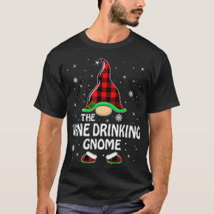 Der Wein trinkende Gnom Büffel Karo Weihnachten T-Shirt
