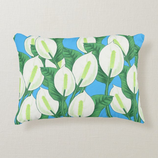 Der weiße Frieden liegt auf hellblauem Hintergrund Dekokissen (Vorderseite)