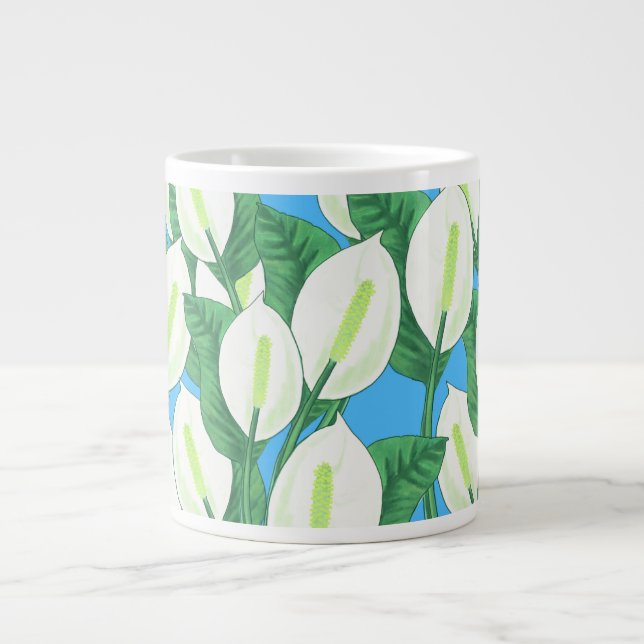 Der weiße Frieden liegt auf hellblauem Hintergrund Jumbo-Tasse (Vorderseite)