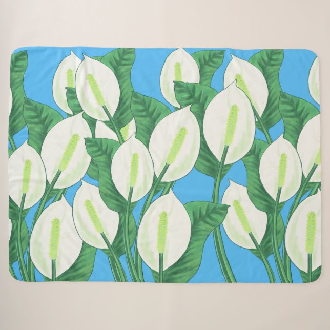 Der weiße Frieden liegt auf hellblauem Hintergrund Sherpadecke (Vorderseite (Horizontal))