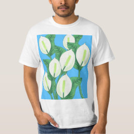 Der weiße Frieden liegt auf hellblauem Hintergrund T-Shirt
