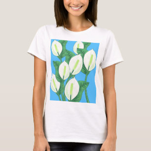 Der weiße Frieden liegt auf hellblauem Hintergrund T-Shirt