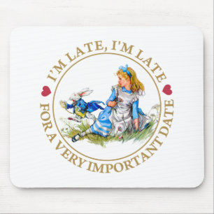 Der weiße Kaninchen eilt an Alice im Wunderland vo Mousepad