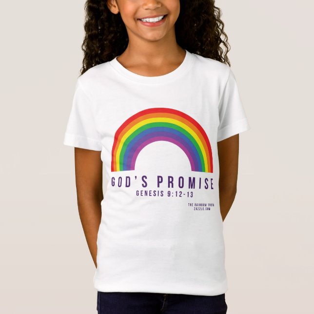 Der weiße T - Shirt der Mädchen Rainbow Gottes Ver (Vorderseite)