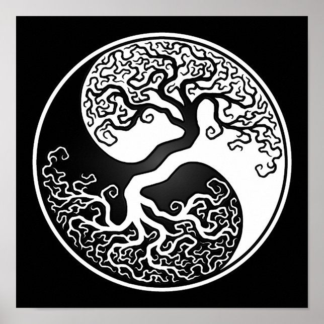 Der weiße und schwarze Baum des Lebens Yin Yang Poster (Vorne)