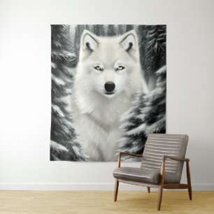 Der Weiße Wolf Wandteppich