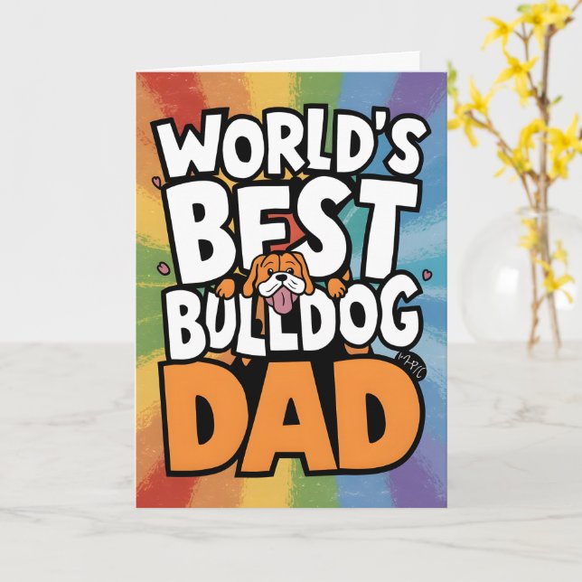 Der Welt beste Bulldoghund-Vater-Vatertag Karte (Gelbe Blume)