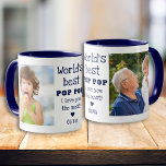 Der weltbeste Pop Pop I Liebe You Most 2 Foto Blue Tasse<br><div class="desc">Teilen Sie mit,  wie sehr Sie Ihren Großvater mit Zuneigung Liebe machen.Eine Foto-Tasse mit Großvater- und Enkelfotos wird sein Herz mit Glück füllen.</div>