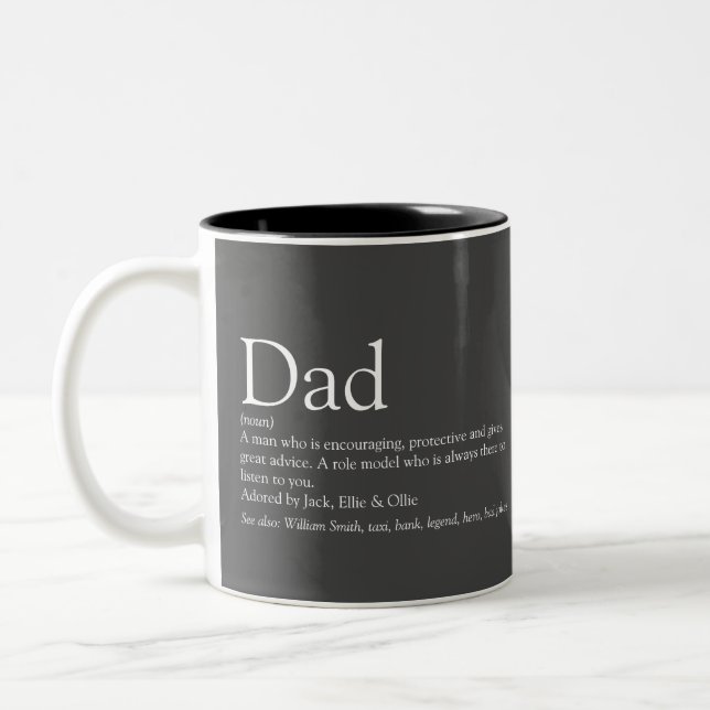 Der weltbeste Vater je Papa Father Definition Grau Zweifarbige Tasse (Links)
