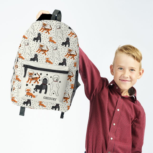 Der Weltraum ist Gemusterte Wildtierastronauten Bedruckter Rucksack (Von Creator hochgeladen)