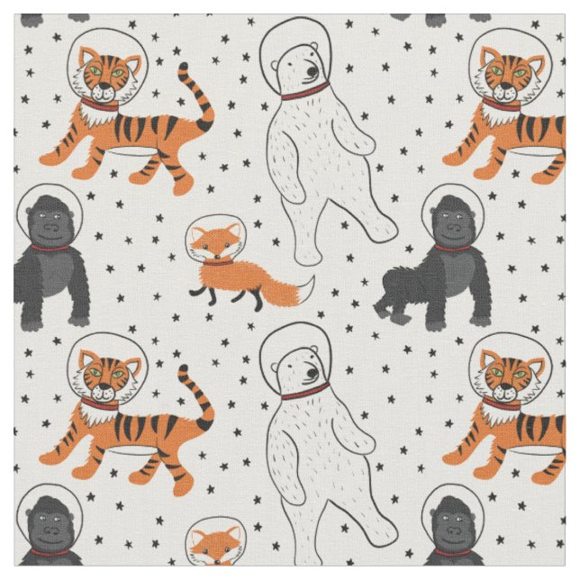 Der Weltraum ist Gemusterte Wildtierastronauten Stoff (Nahaufnahme)