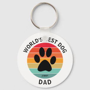 Der weltweit beste Dog-Vater-Druck Retro-Sonnenunt Schlüsselanhänger