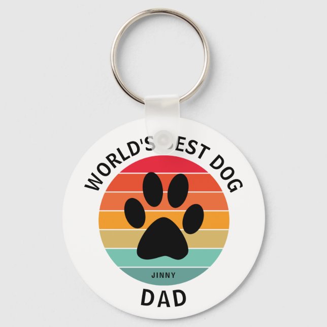 Der weltweit beste Dog-Vater-Druck Retro-Sonnenunt Schlüsselanhänger (Vorderseite)